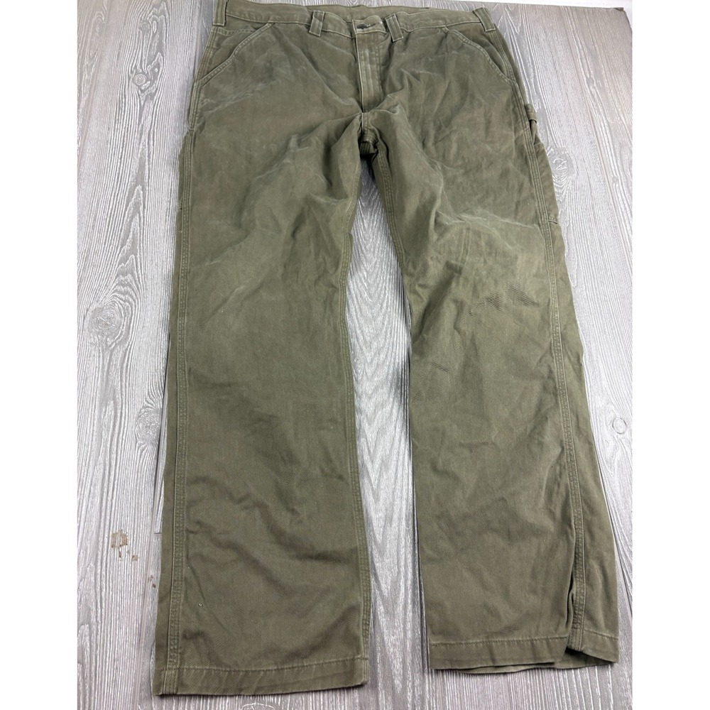 Carhartt Men Relaxed Fit Carpenter Pants 40x32 Green B324 ARG Utility Canvas